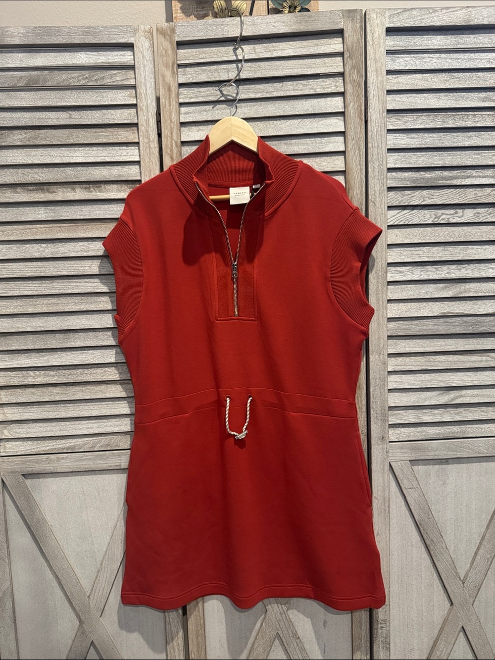 Varley Avaya Half Zip-Neck Drawstring Mini Dress size Medium